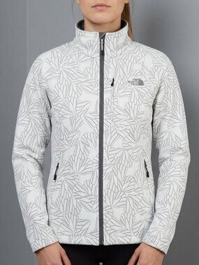 The North Face SoftShell Ivory White Floral Print Stretch Zip Jacket Women's S